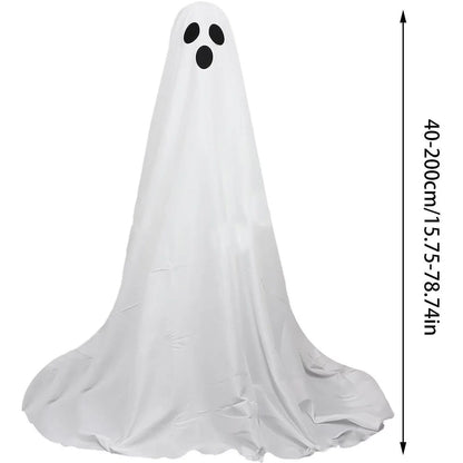 Decorations Outdoor, Large Lighted White Cloth Ghosts, 49 Inches Standing White Ghost, Home Courtyard Lawn Party Decoration (Cute)