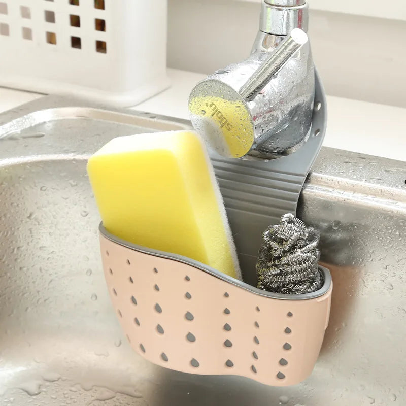 1PC Kitchen Organizer Adjustable Snap Sink Sponge Holder Kitchen Hanging Drain Basket Kitchen Gadgets