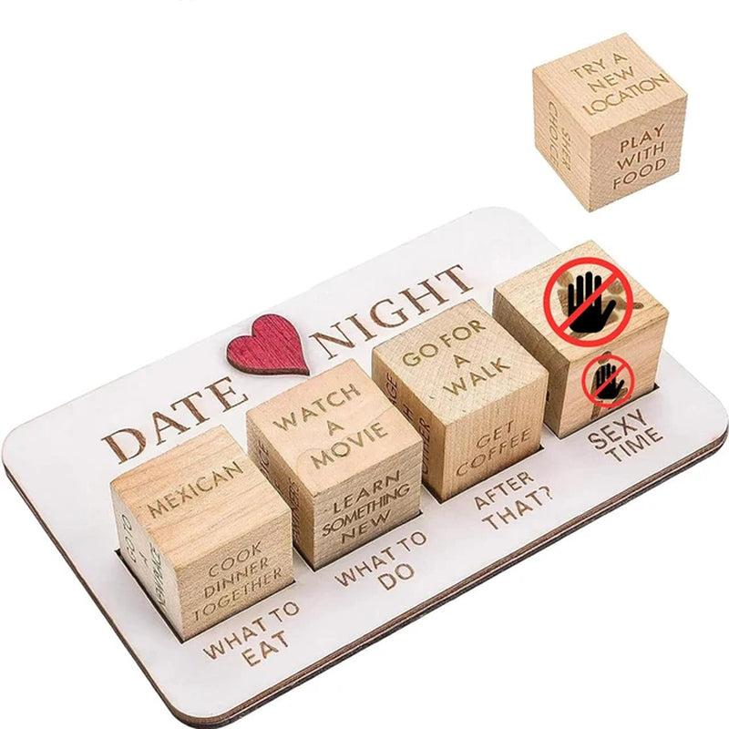 Funny Wooden Decision Dice Toys Set Adult Couple Lovers Date Night Games Party Toy Food Movie Decision Dice Valentines Gift