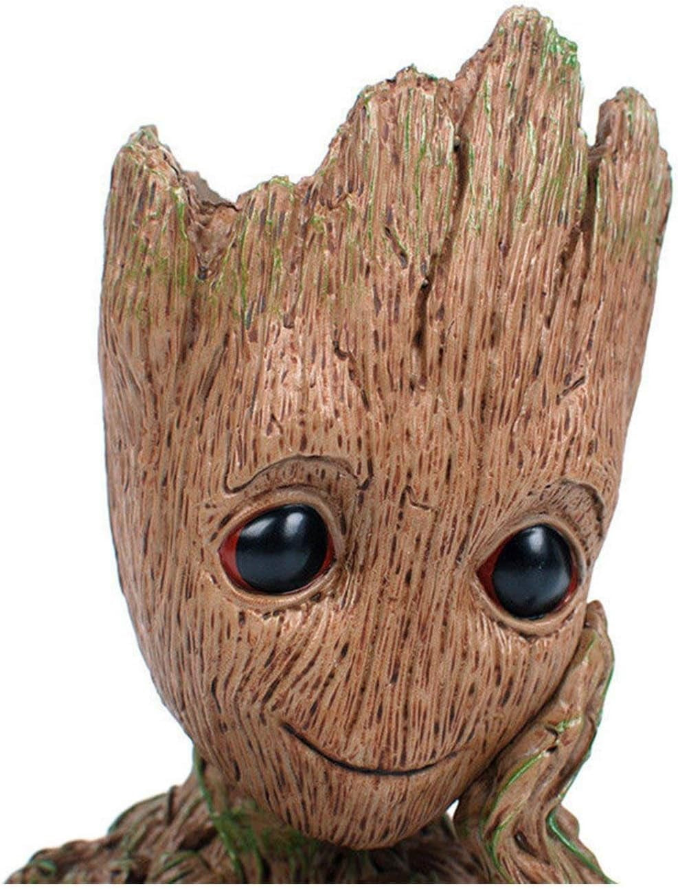 Baby Groot Pen Pot Tree Man Pens Holder or Flower Pot with Drainage Hole Perfect for a Tiny Succulents Plants 6" (Grayish Brown)