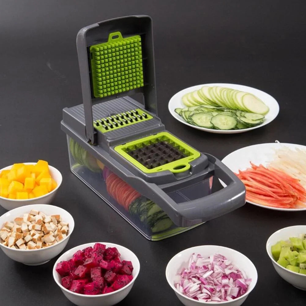 Vegetable Chopper 16 in 1 with Slicing Container 8 Blades Sink ABS and Stainless Steel Kitchen Accessories