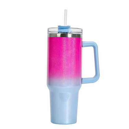 40Oz Straw Coffee Insulation Cup with Handle Portable Car Stainless Steel Water Bottle Largecapacity Travel BPA Free Thermal Mug